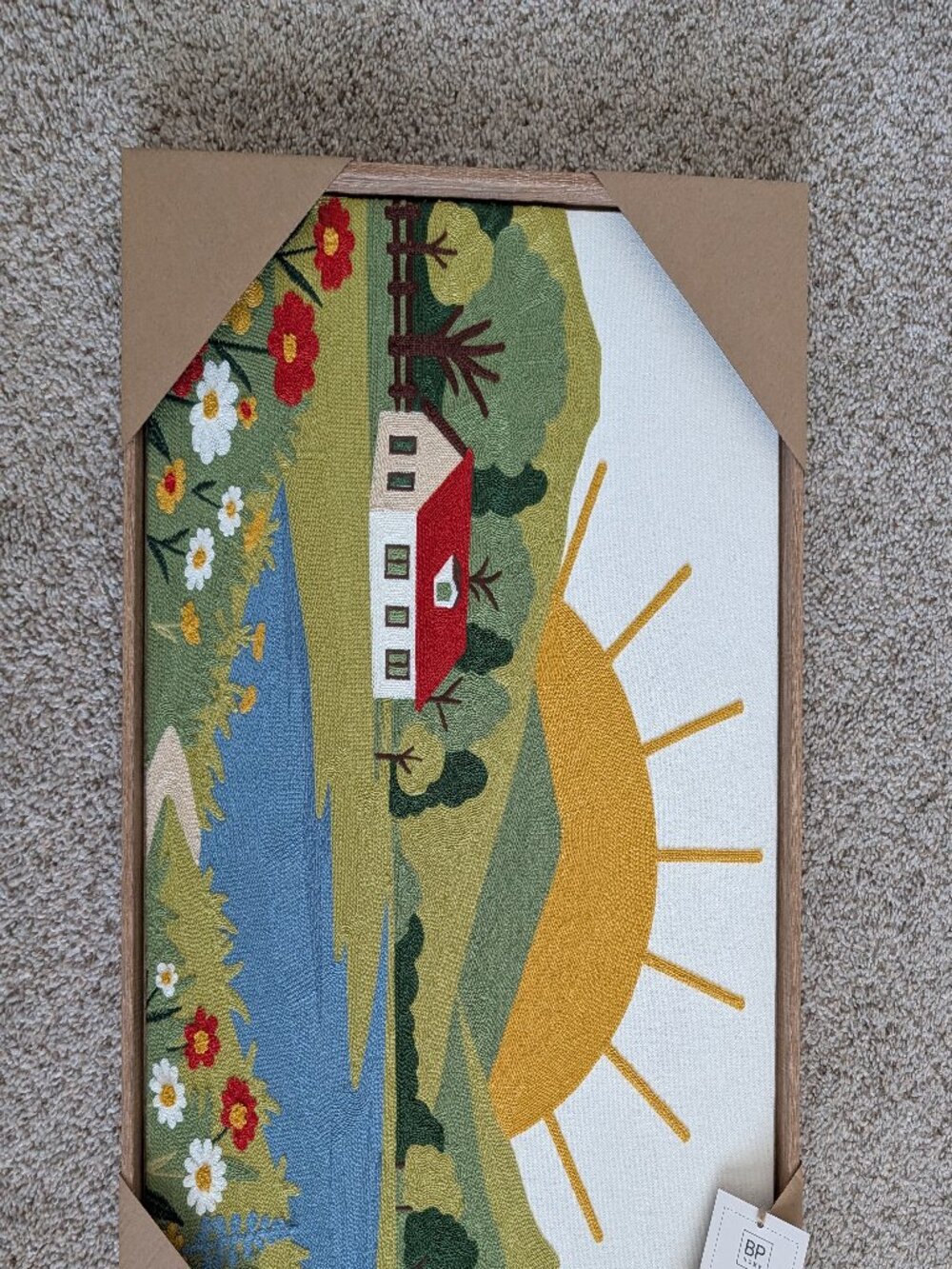 NWT BP Home Woven Artistry Textile Embroidered Cotton Canvas Art ~18 x 26